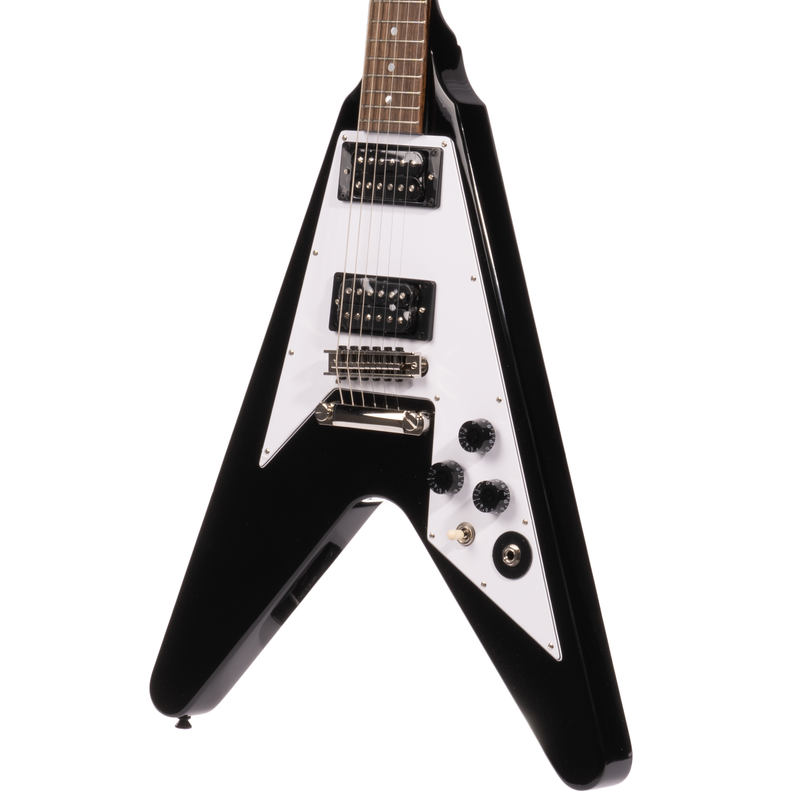 Epiphone Kirk Hammett '79 Flying V Electric Guitar, Ebony, w/ Hard Case