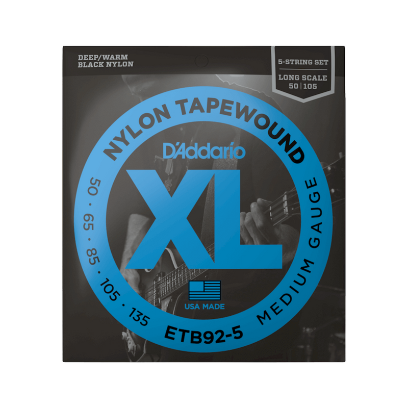 135 Bass String D'Addario XL Nylon Tapewound 5 String Bass Guitar Strings, 50-135