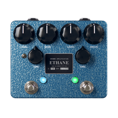 Browne Amplification Ethane Dual Overdrive Effect Pedal, Blue Silver Vein