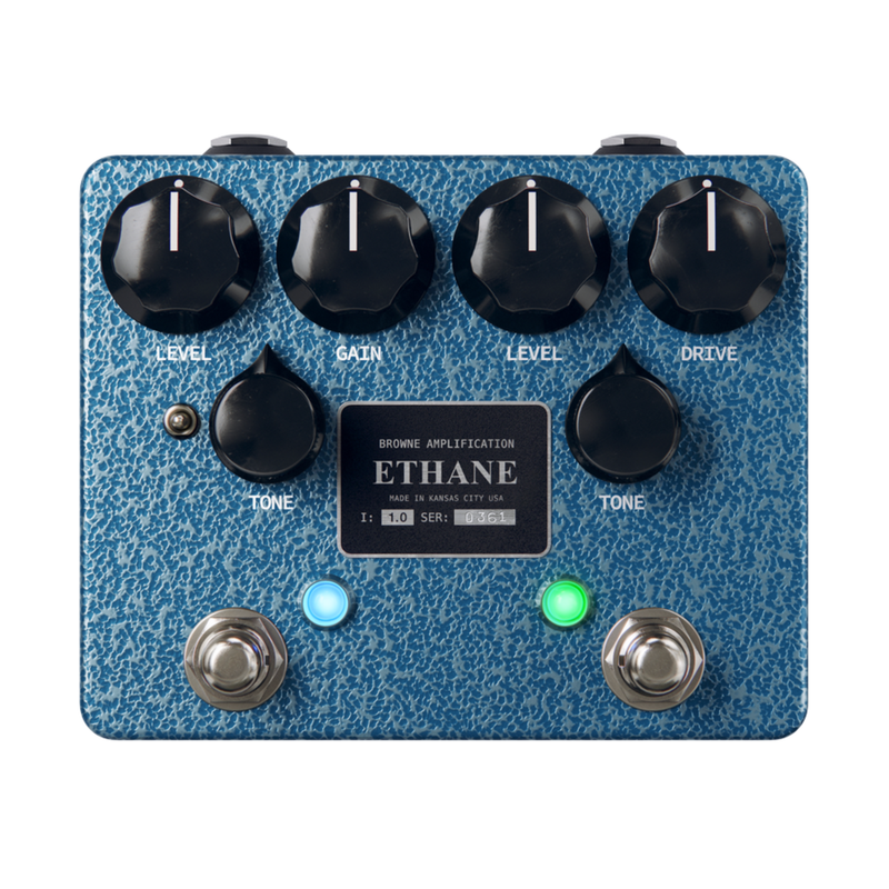Browne Amplification Ethane Dual Overdrive Effect Pedal, Blue Silver Vein