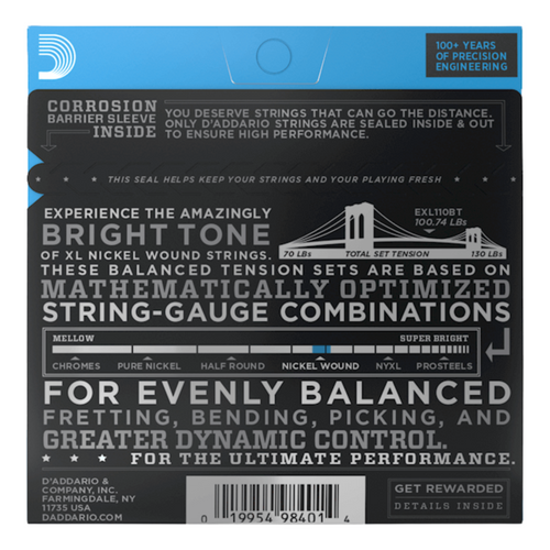 D'Addario XL Balanced Tension Electric Guitar Strings, 10-46, Regular Light