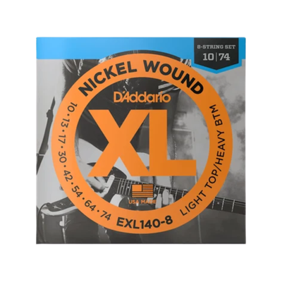 D'Addario XL 10-74 Light Top Heavy Bottom 8-String Nickel Wound Electric Strings