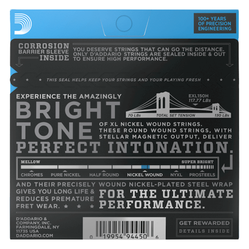 D'Addario XL High Strung/Nashville Nickel Electric Guitar Strings, 10-26