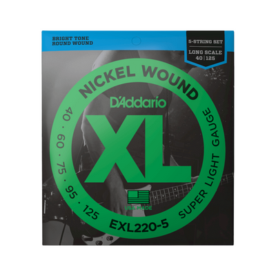D'Addario XL Nickel 5-String Bass Guitar Strings, 40-125, Super Light, Long Scale