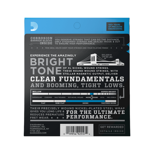 D'Addario XL Nickel 5-String Bass Guitar Strings, 40-125, Super Light, Long Scale