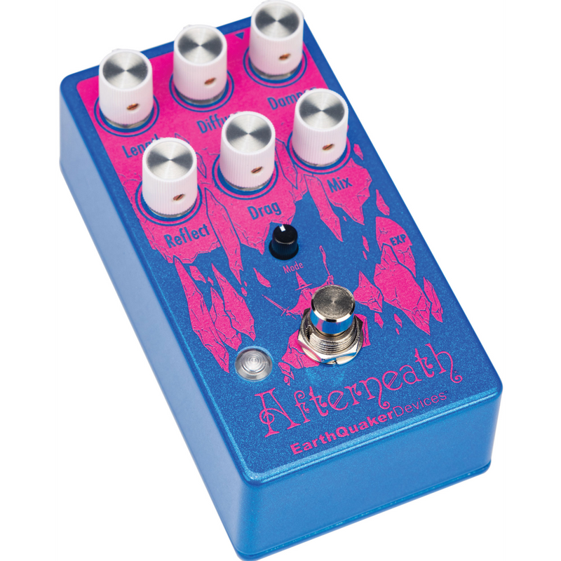 EarthQuaker Devices Limited Edition Afterneath V3 Reverb Effect Pedal, Illusion Lite Blue w/Magenta