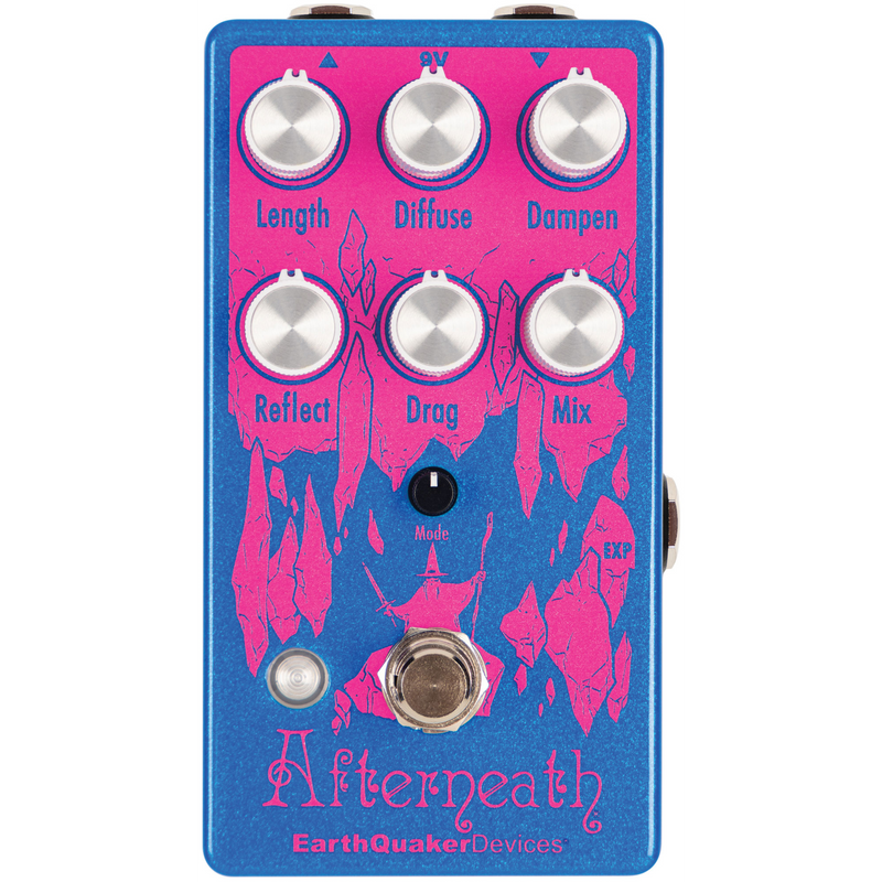 EarthQuaker Devices Limited Edition Afterneath V3 Reverb Effect Pedal, Illusion Lite Blue w/Magenta