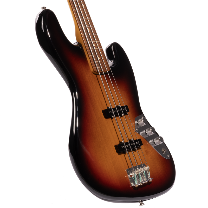 Fender Jaco Pastorius Fretless Jazz Bass Guitar, 3-Color Sunburst w/Hard Case