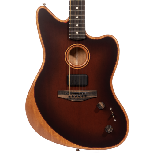 Fender American Acoustasonic Jazzmaster Acoustic Guitar All-Mahogany, Ebony, Bourbon Burst