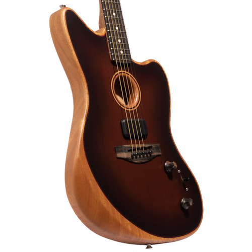 Fender American Acoustasonic Jazzmaster Acoustic Guitar All-Mahogany, Ebony, Bourbon Burst