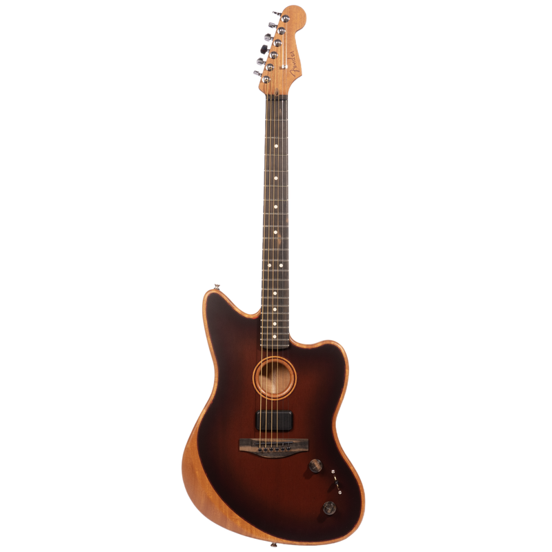 Fender American Acoustasonic Jazzmaster Acoustic Guitar All-Mahogany, Ebony, Bourbon Burst