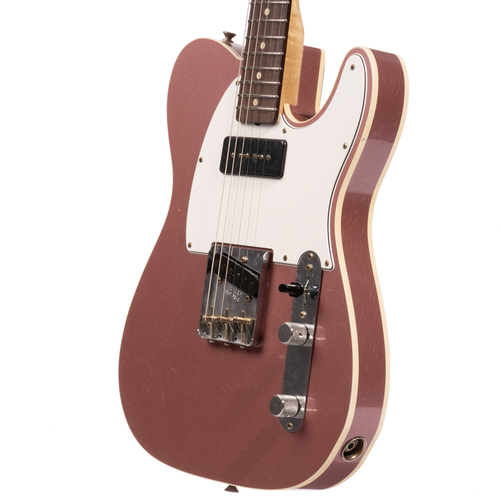 Fender Custom Shop '60 Telecaster Custom P90 Journeyman Relic Electric Guitar, Aged Burgundy Mist Metallic