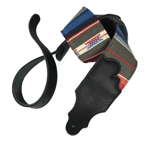 Franklin Strap 3” Saddle Blanket Guitar/Bass Strap, Suede Backing, Black/Blue