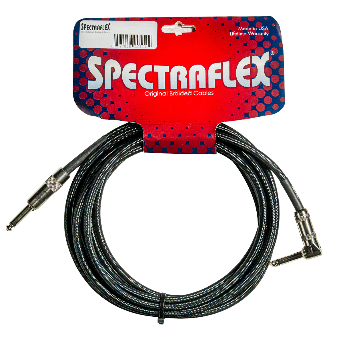 Spectraflex 14' Original Series Braided Instrument Cable, Straight/Right Angle, Black
