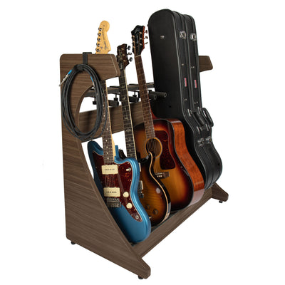 Gator Cases Frameworks Elite 5-Space Electric/Acoustic Guitar Rack, Dark Walnut Brown