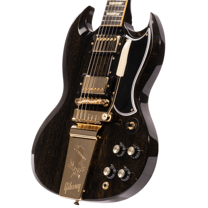 Gibson Custom Shop 1964 SG Standard Maestro Electric Guitar, TV Black Gold Gloss