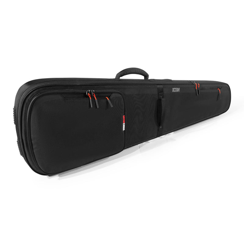 Gator Cases Icon Series Gig Bag For Electric Bass Guitars, Black with Red Interior