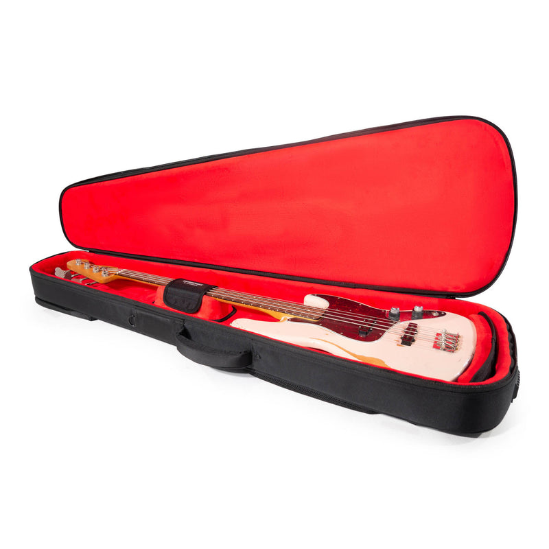 Gator Cases Icon Series Gig Bag For Electric Bass Guitars, Black with Red Interior