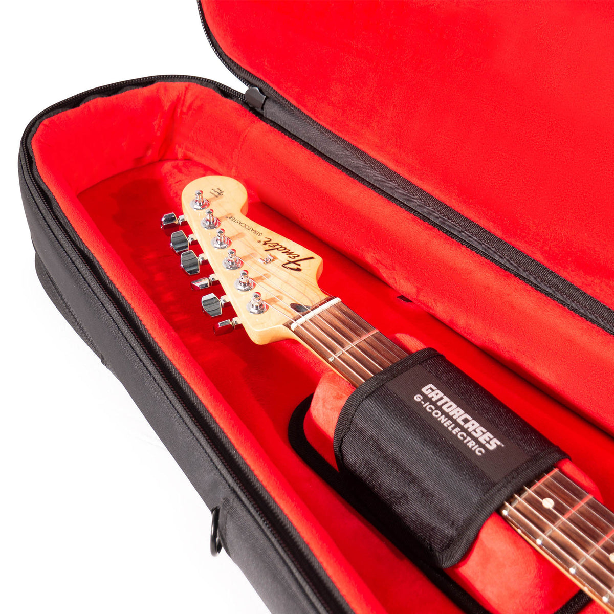 Gator Cases Icon Series Gig Bag For Electric Guitars, Black with Red Interior