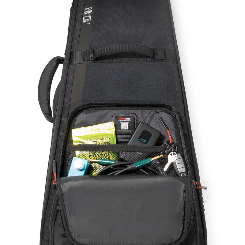 Gator Cases Icon Series Gig Bag For Electric Guitars, Black with Red Interior