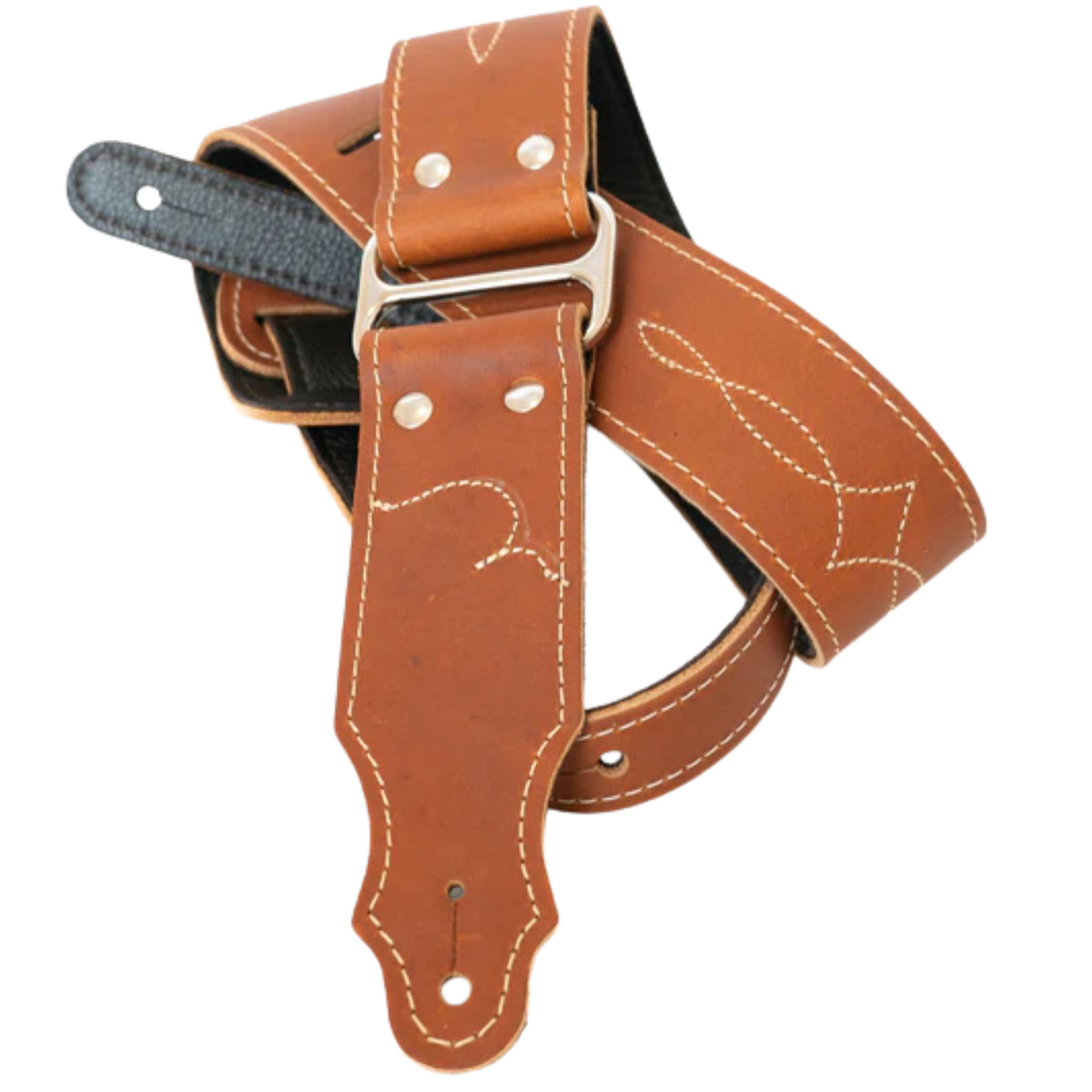Franklin Strap 2" Ball Glove Leather and Chrome Slider Guitar Strap, Caramel