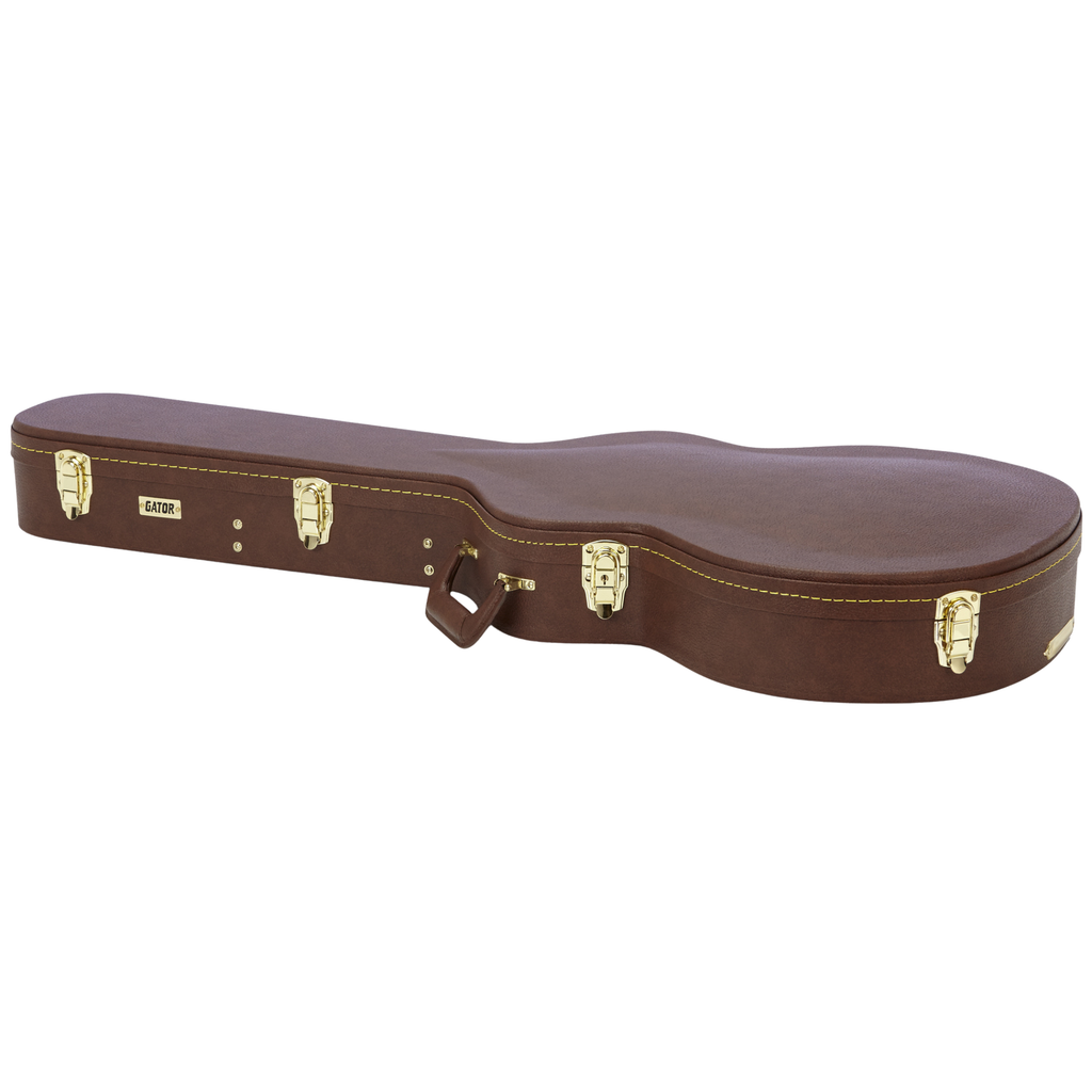 Gator Cases Deluxe Wood Case for Semi-Hollow Guitar, Vintage Brown