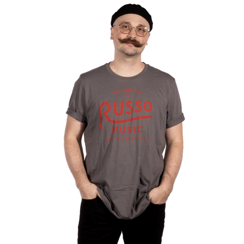 Russo Music 'Philly Spring Garden Logo' T-Shirt, Red on Grey