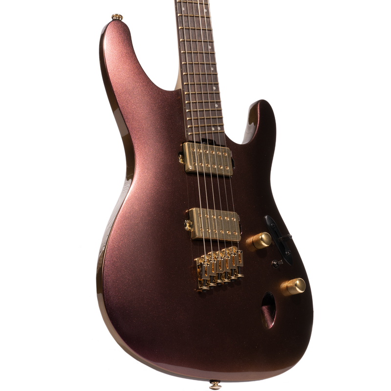 Ibanez S Axe Design Lab Multi-Scale 6 String Electric Guitar with Gotoh MG-T Locking Tuners, Rose Gold Chameleon