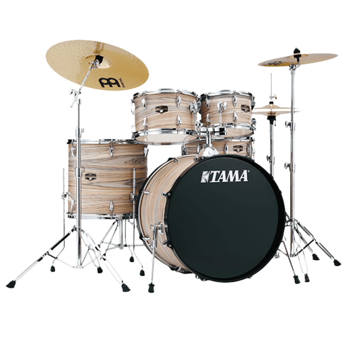 Tama Imperialstar 5-Piece Complete Drum Kit w/ MEINL HCS Cymbals, Natural Zebrawood