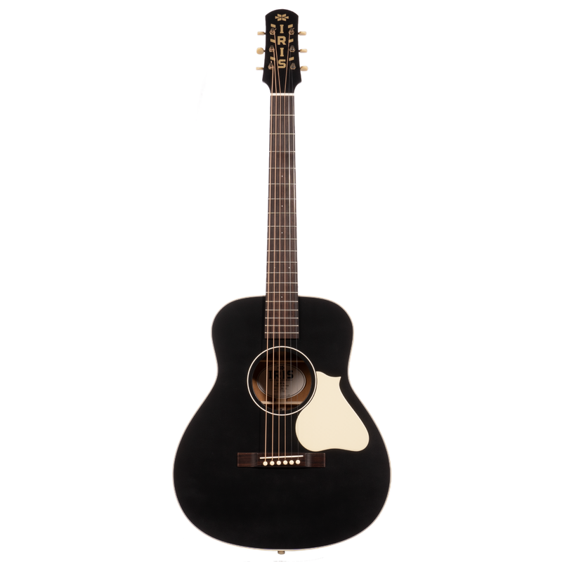 Iris Guitar Company SG-11 Acoustic Guitar w/ Ivoroid Tuxedo Binding/Pickguard, All Black