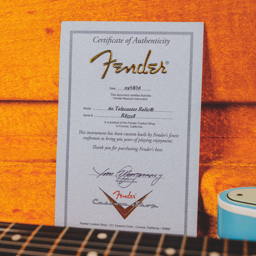 2016 Fender Custom Shop 1960 Esquire Electric Guitar, Relic Daphne Blue w/ OHSC – Used