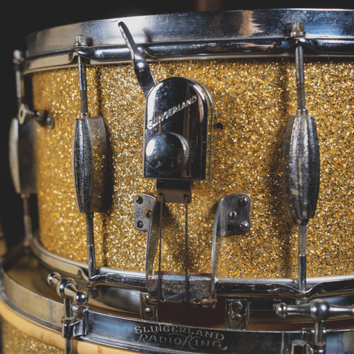 1940s Slingerland Radio King Cloud Badge Vintage Drum Set, Silver Sparkle - Used