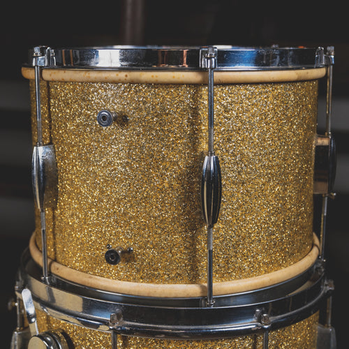 1940s Slingerland Radio King Cloud Badge Vintage Drum Set, Silver Sparkle - Used