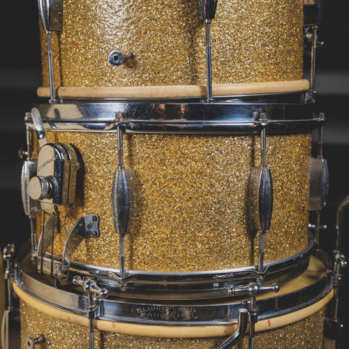 1940s Slingerland Radio King Cloud Badge Vintage Drum Set, Silver Sparkle - Used