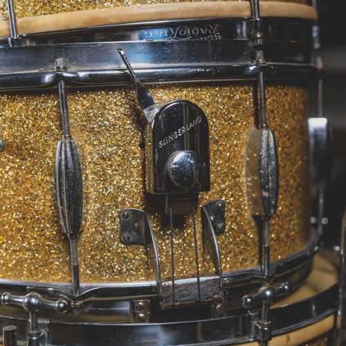 1940s Slingerland Radio King Cloud Badge Vintage Drum Set, Silver Sparkle - Used