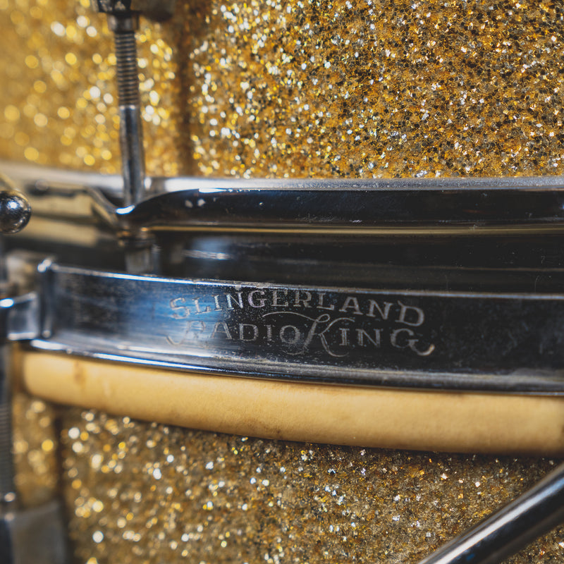 1940s Slingerland Radio King Cloud Badge Vintage Drum Set, Silver Sparkle - Used