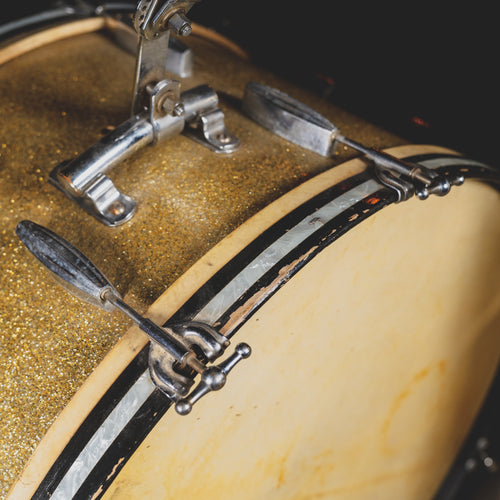 1940s Slingerland Radio King Cloud Badge Vintage Drum Set, Silver Sparkle - Used
