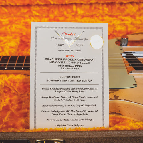 2017 Fender Custom Shop 60's HS Telecaster Super Faded Aged Shell Pink Heavy Relic W/ OHSC