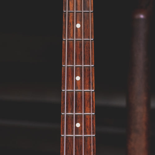 2012 Squier Mikey Way Mustang Bass Guitar, Silver Sparkle w/Gig Bag - Used