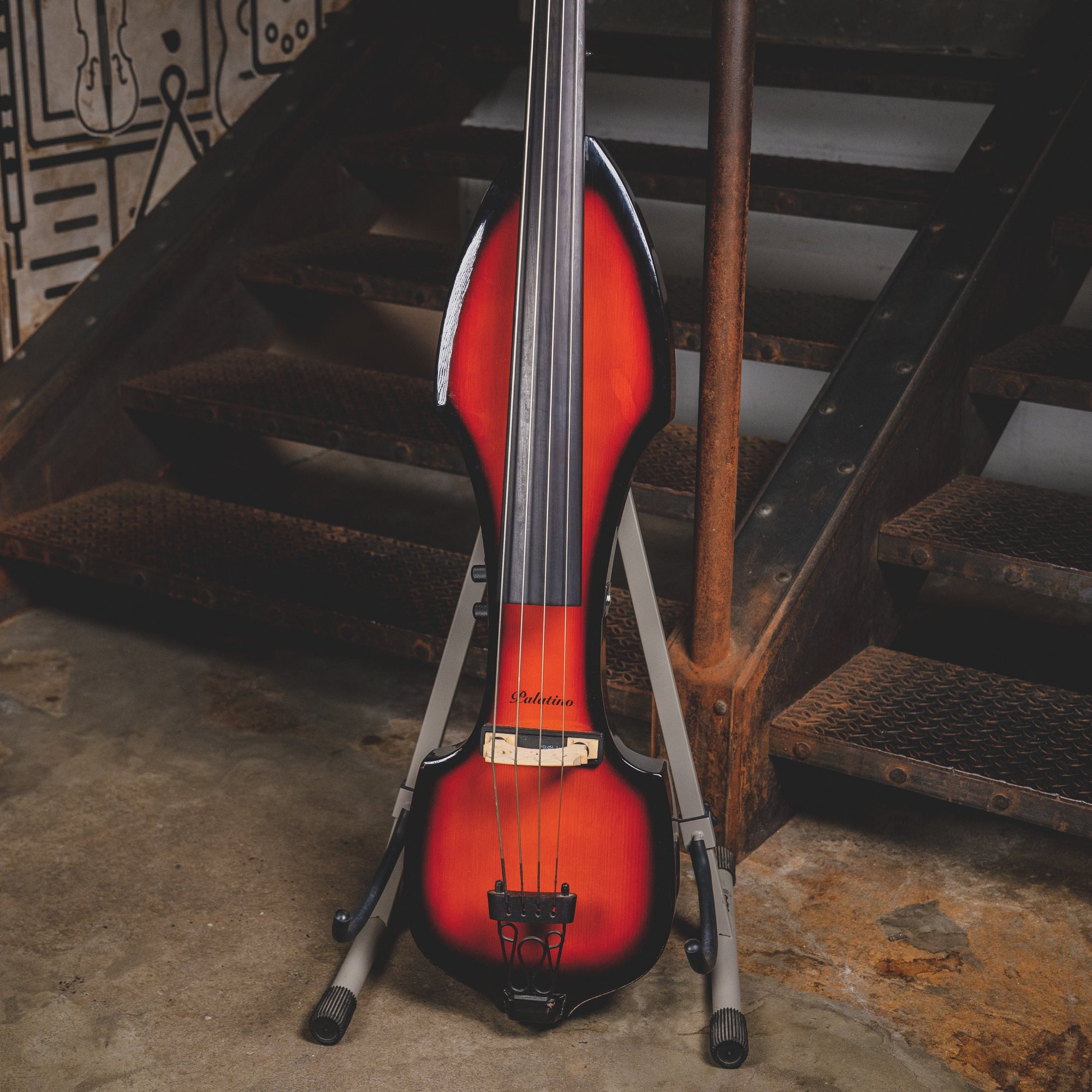 Palatino VE500 Electric Upright Bass, Sunburst w/Gig Bag and Stand