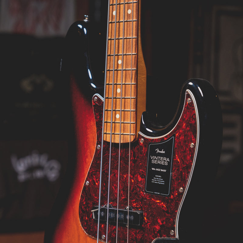 2022 Fender Vintera 60s Jazz Bass Guitar, 3 Color Sunburst w/Gig Bag - Used
