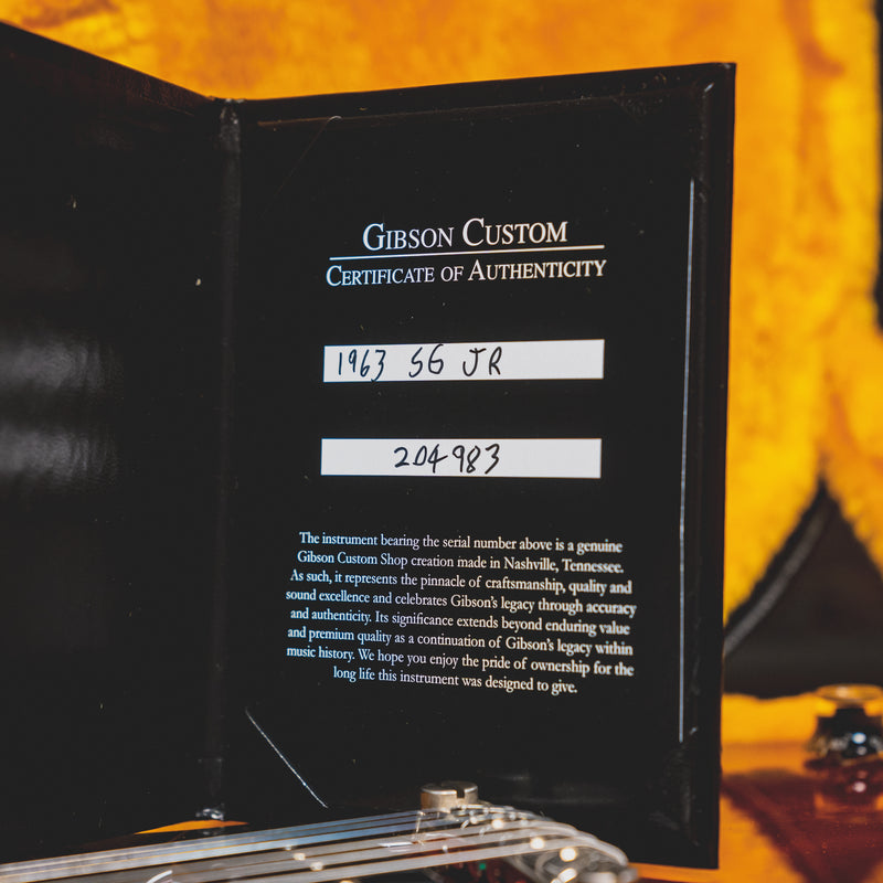 2023 Gibson Custom Shop '63 SG Junior Electric Guitar, Cherry w/OHSC - Used