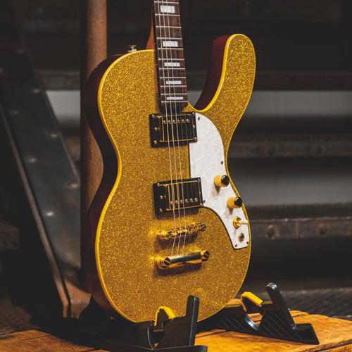 Musicvox Space Ranger Electric Guitar, Gold Sparkle w/Gig Bag - Used