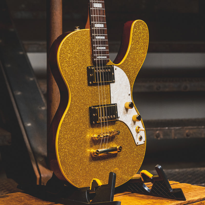 Musicvox Space Ranger Electric Guitar, Gold Sparkle w/Gig Bag - Used