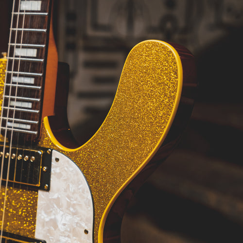 Musicvox Space Ranger Electric Guitar, Gold Sparkle w/Gig Bag - Used