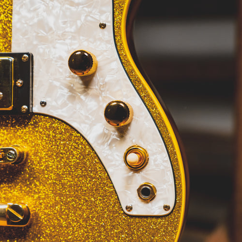 Musicvox Space Ranger Electric Guitar, Gold Sparkle w/Gig Bag - Used