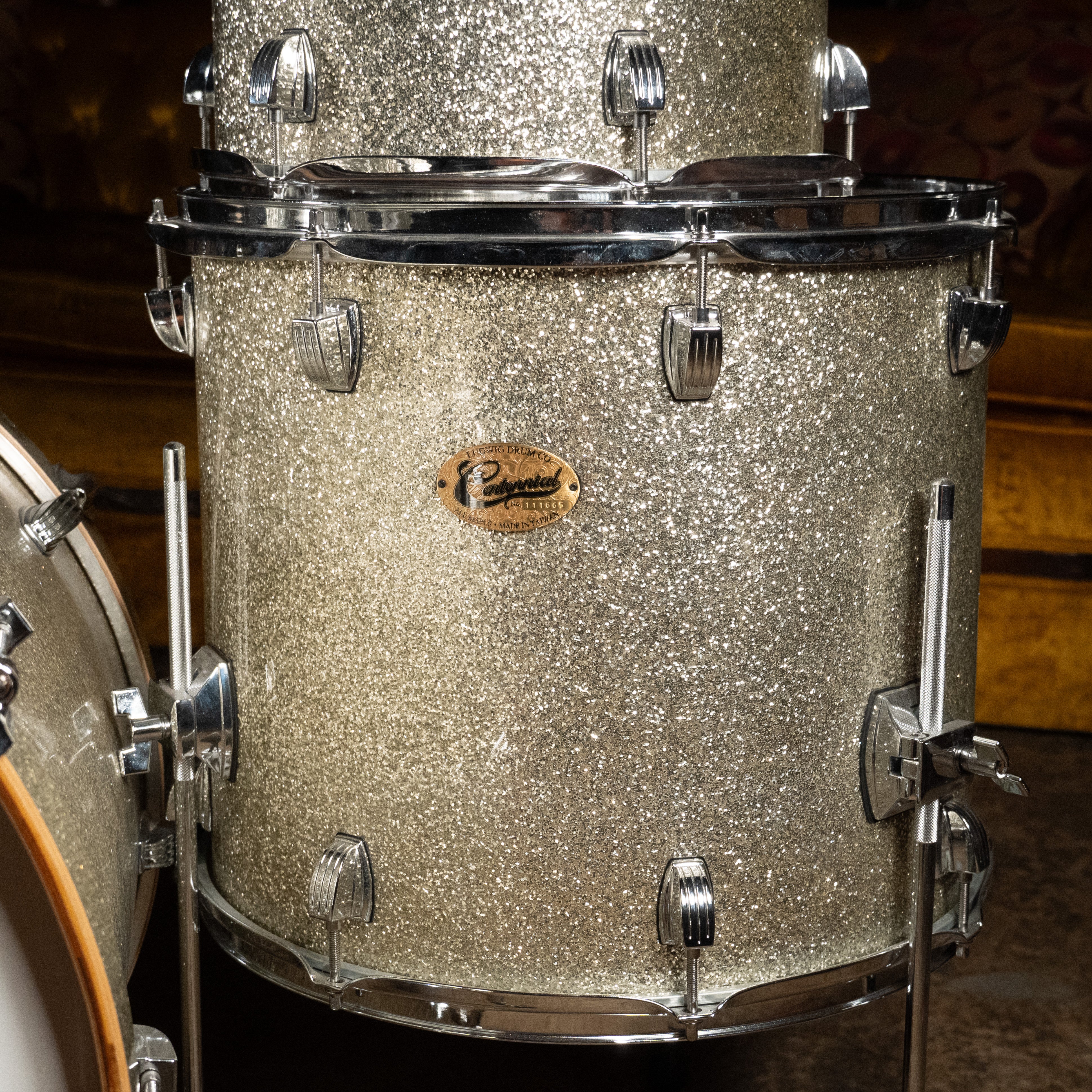 Ludwig Centennial Drum Set, 4 Piece Shell Pack, Silver Sparkle