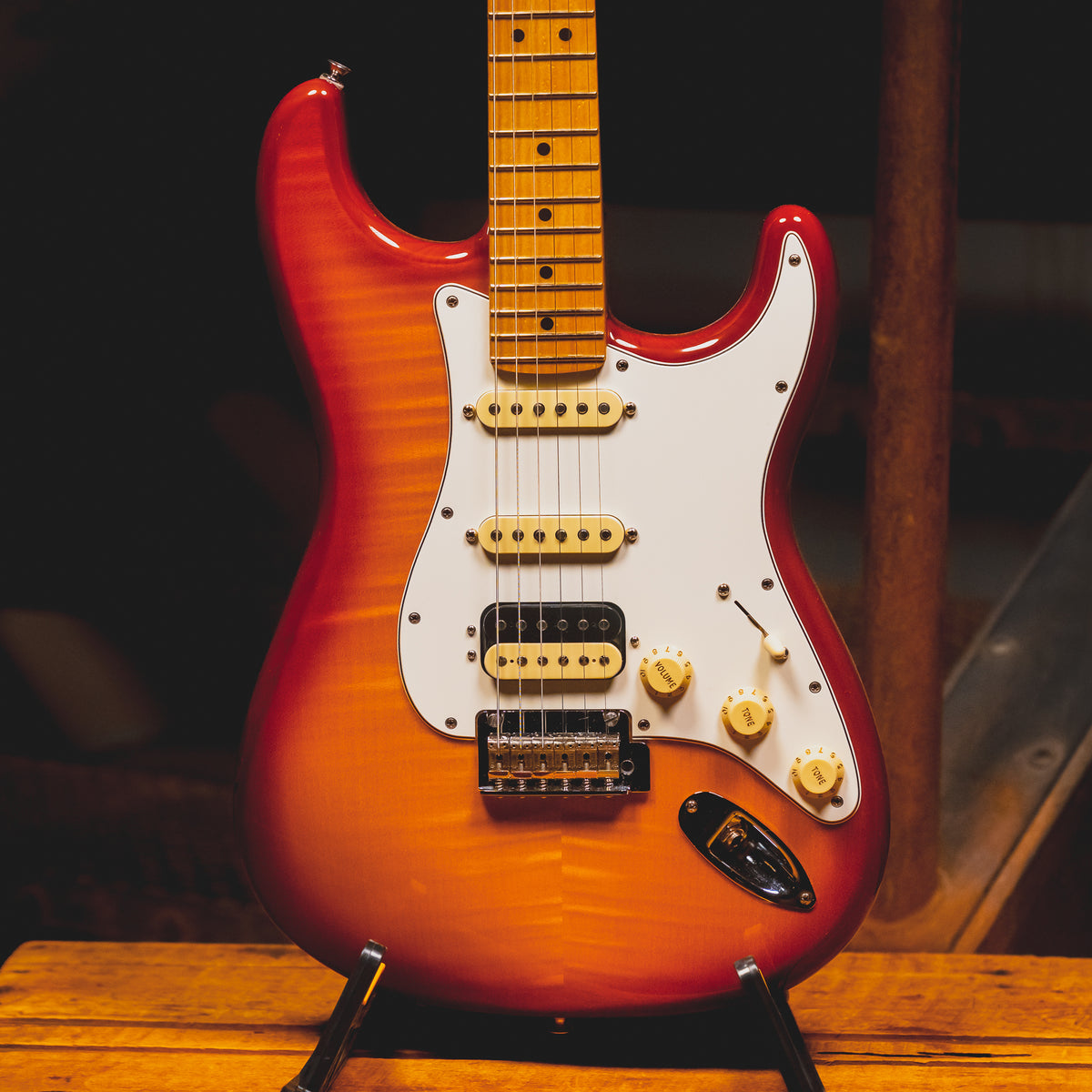 2021 Fender Player Stratocaster HSS Plus Top Electric Guitar, Aged Cherry Burst - Used