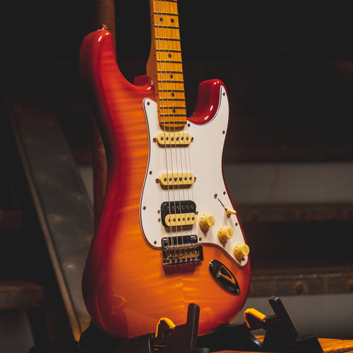2021 Fender Player Stratocaster HSS Plus Top Electric Guitar, Aged Cherry Burst - Used