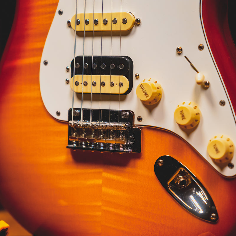 2021 Fender Player Stratocaster HSS Plus Top Electric Guitar, Aged Cherry Burst - Used